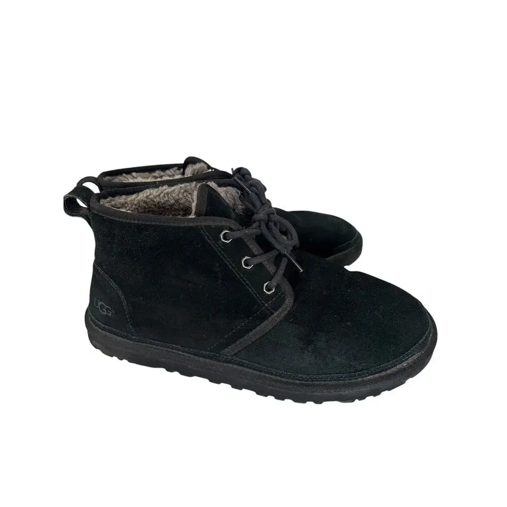 UGG Neumel Chukka Boots Men's Size 10 Black Suede Lace Up Casual Comfort